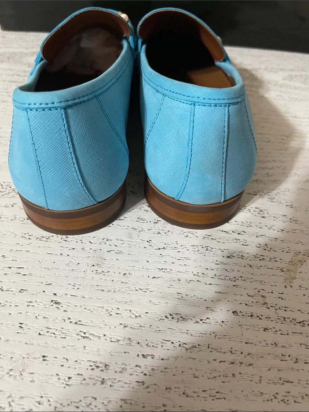 Men's Light Blue Slip-On Loafers with Decorative horse Bit size 8